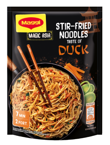 MAGGI Magic Asia Stir-Fried Noodles,  rezanci s okusom pačetine, vrećica, 119g_FOP